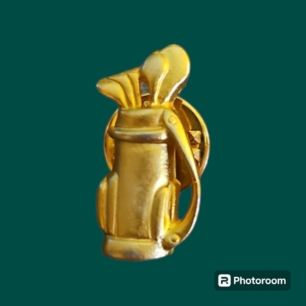 3/$30 Goldtone Matte Golf Clubs Hat Lapel Tie Pin